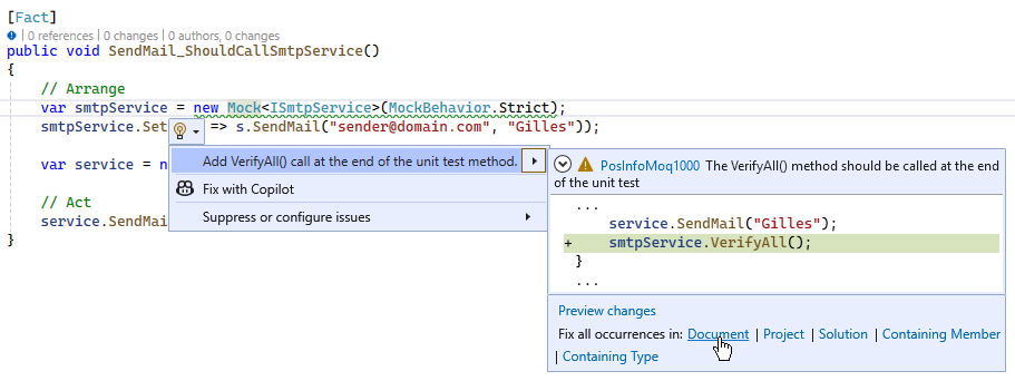 Visual Studio rule fixer